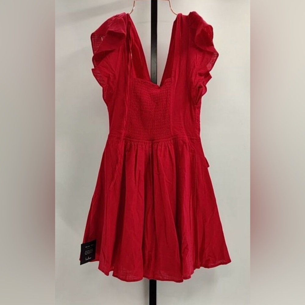 Lulus Sweeten Me Up Red Flutter Sleeve Mini Dress S NWT - Picture 5 of 7